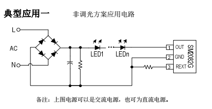 LED電源芯片SM2082G的高壓線性恒流方案分析(圖2) 非調(diào)光應用電路.png