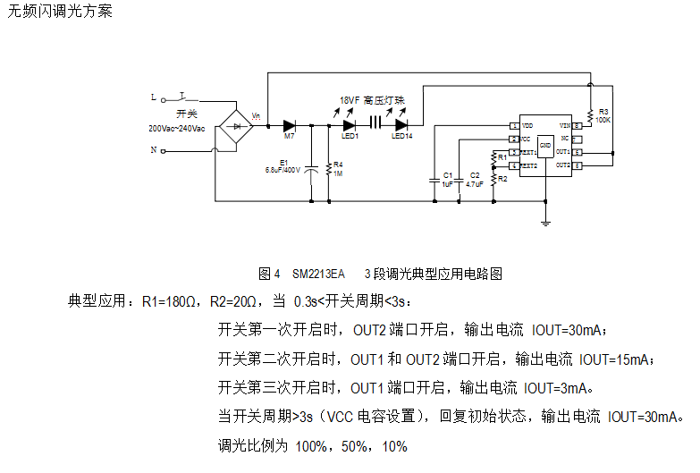 LED電源芯片SM2213EA在LED調(diào)光芯片市場中的作用(圖2) SM2213EA無頻閃調(diào)光方案應(yīng)用圖.png