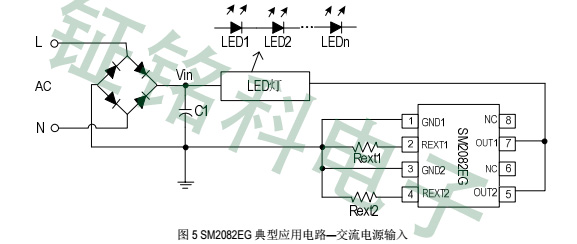 高壓線性恒流芯片SM2082EG與SM2082G相比差異性(圖2) 鉦銘科電子SM2082EG交流電輸入.jpg