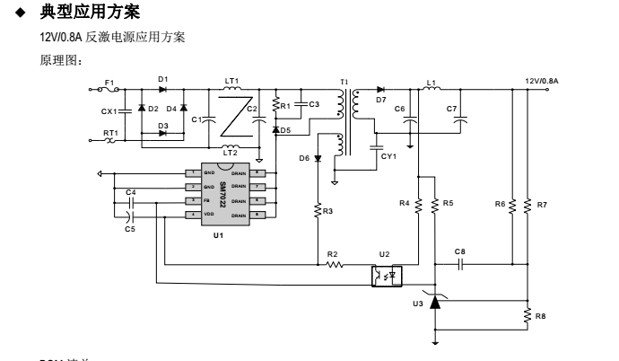 SM7022反激電源應(yīng)用方案圖