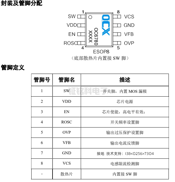 PWM升壓型led恒流驅(qū)動(dòng)芯片方案推薦:OC6780(圖1) OC6780.png