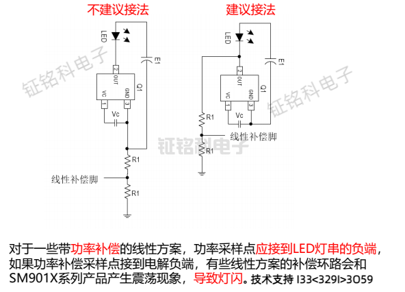 SM901KF去頻閃電流紋波消除芯片可替代VAS1001 SY5864 DIO8242(圖3) SM901X線性補(bǔ)償接法.png
