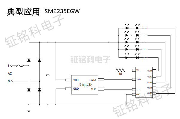 五通道IIC TO PWM+模擬高壓線性恒流芯片SM2235EGW詳解 (圖1) SM2235EGW典型應用.png