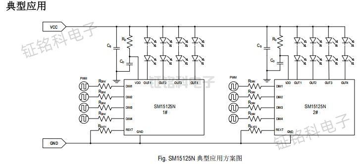 SM15125N四通道恒流驅(qū)動(dòng)標(biāo)桿 80V寬壓+±3%高精度(圖1) SM15125N 典型應(yīng)用方案圖.jpg